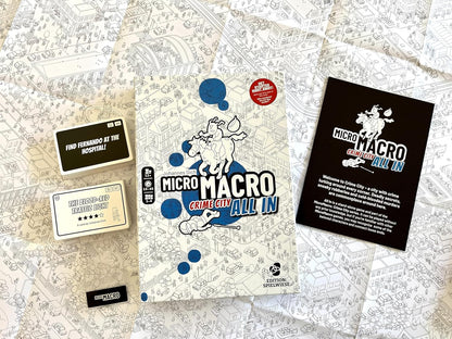 MicroMacro: Crime City - All in | Murder Mystery and Detective Game | 16 Search and Find Detective Cases | Cooperative Board Games for Teens and Adults | Ages 12+ | 1-4 Players | 15-45 min