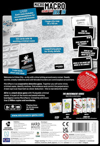 MicroMacro: Crime City - All in | Murder Mystery and Detective Game | 16 Search and Find Detective Cases | Cooperative Board Games for Teens and Adults | Ages 12+ | 1-4 Players | 15-45 min