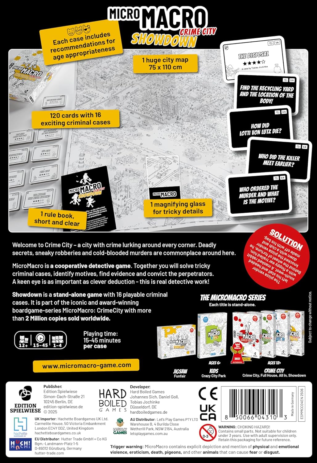 MicroMacro: Crime City – Showdown | Murder Mystery and Detective Game | 16 Search and Find Detective Cases | Cooperative Board Games for Teens and Adults | Ages 12+ | 1-4 Players | 15-45 min