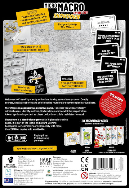 MicroMacro: Crime City – Showdown | Murder Mystery and Detective Game | 16 Search and Find Detective Cases | Cooperative Board Games for Teens and Adults | Ages 12+ | 1-4 Players | 15-45 min