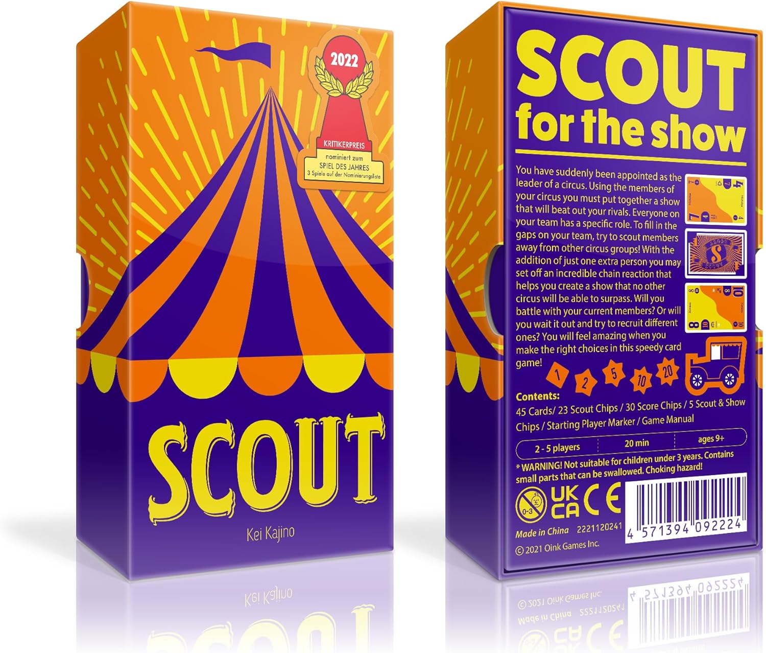 Oink Games "Scout Card Game For 2-5 Players • Funny Circus Family Board Games • *Nominated For Game Of The Year* • Best Family Games