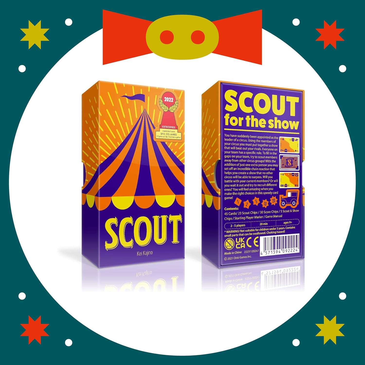 Oink Games "Scout Card Game For 2-5 Players • Funny Circus Family Board Games • *Nominated For Game Of The Year* • Best Family Games