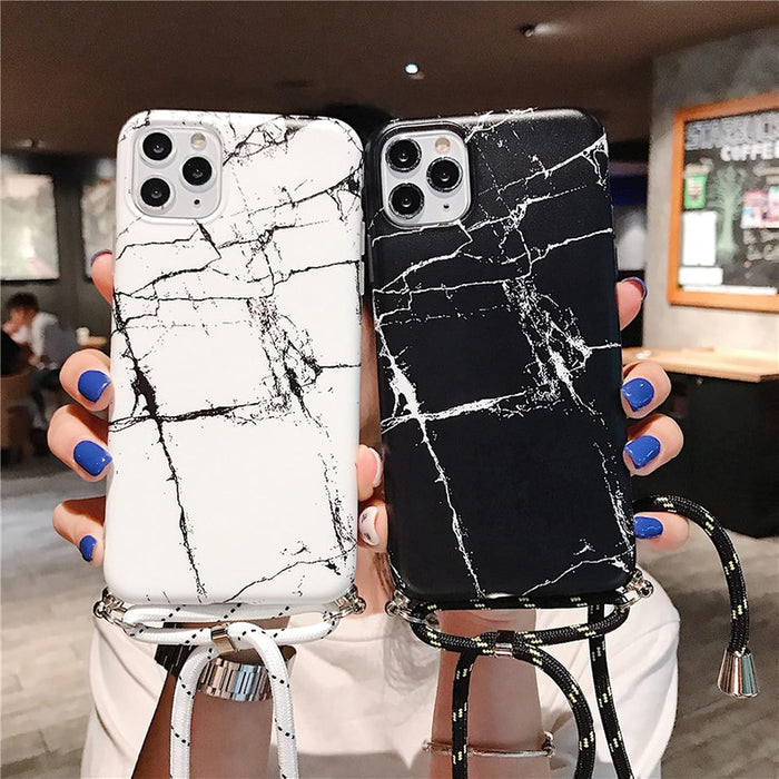 Case for iPhone SE 2020 11 11Pro 11 Pro Max XR XS Max 7 8Plus Soft IMD Back Cover T2 for 7 Plus or 8 Plus Marble Necklace