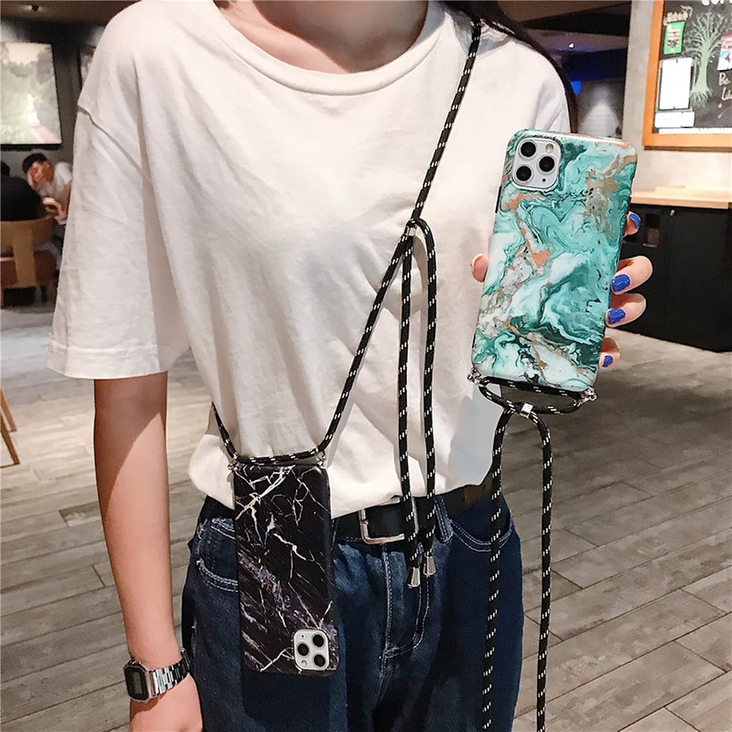 Case for iPhone SE 2020 11 11Pro 11 Pro Max XR XS Max 7 8Plus Soft IMD Back Cover T2 for 7 Plus or 8 Plus Marble Necklace