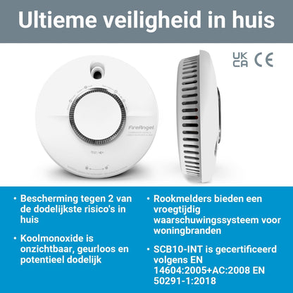 Fireangel Scb10-Int – Rook- En Koolmonoxidemelder – Inclusief 10 Jaar Batterij – 134 Mm X 39.4 Mm