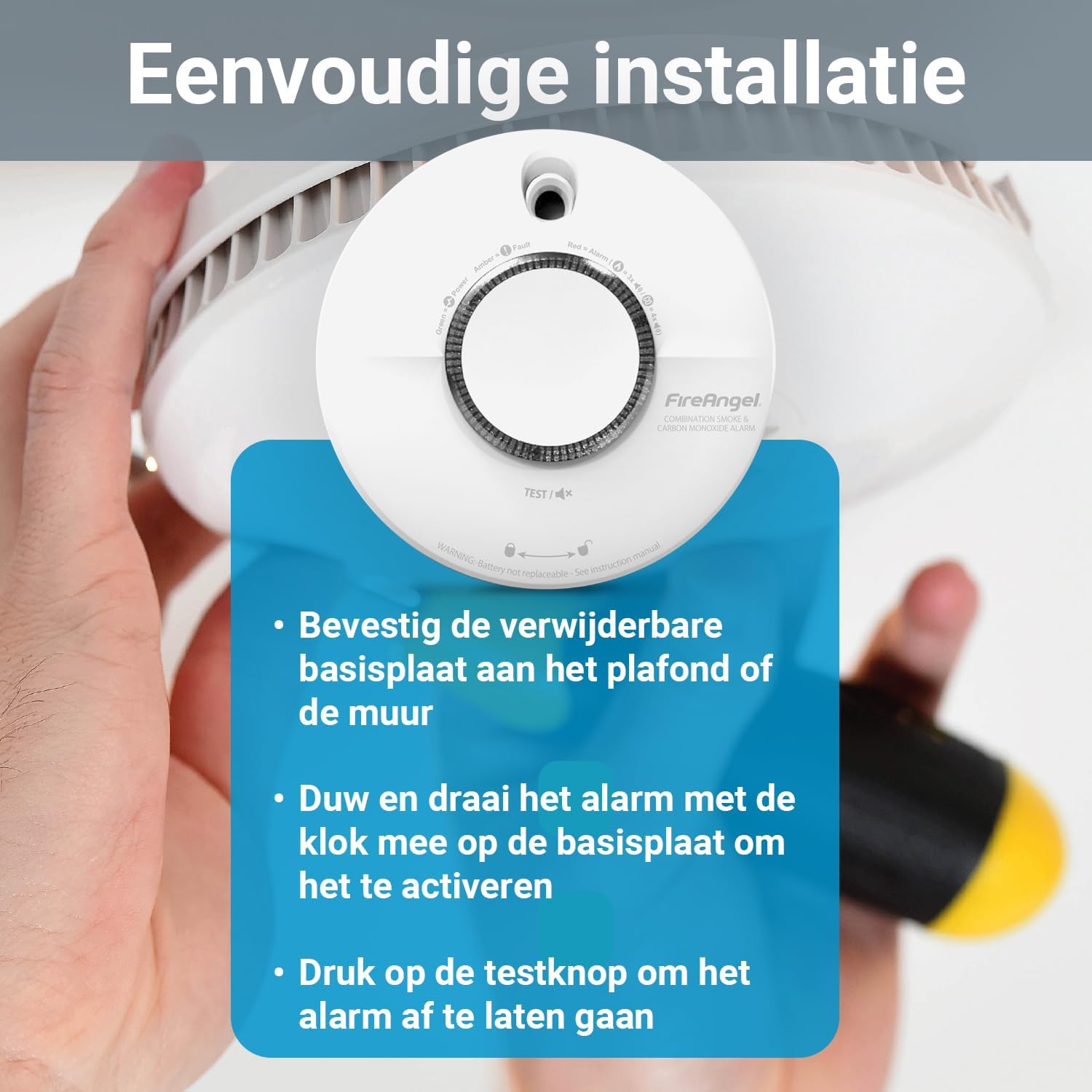 Fireangel Scb10-Int – Rook- En Koolmonoxidemelder – Inclusief 10 Jaar Batterij – 134 Mm X 39.4 Mm