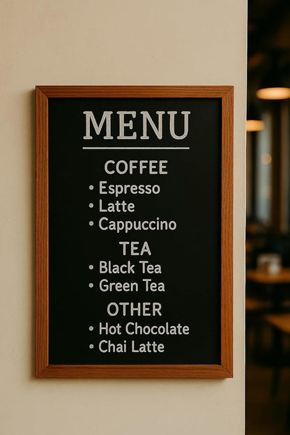 Deflecto Wall Mounted Chalkboard, Durable Writable Message Board, Easy Wipe Surface for Restaurants, Cafés, Kitchens and Events - Single Pack, 30cm x 40cm Teak