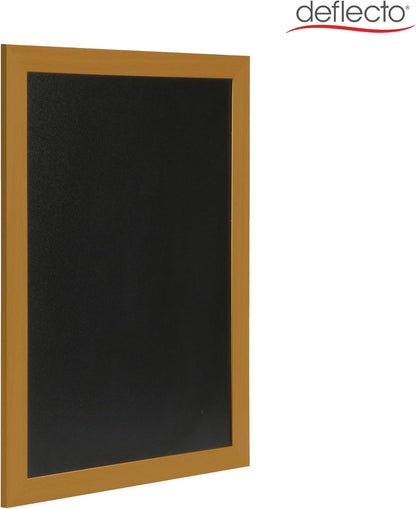 Deflecto Wall Mounted Chalkboard, Durable Writable Message Board, Easy Wipe Surface for Restaurants, Cafés, Kitchens and Events - Single Pack, 40cm x 60cm Teak
