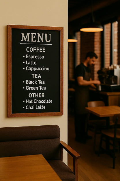 Deflecto Wall Mounted Chalkboard, Durable Writable Message Board, Easy Wipe Surface for Restaurants, Cafés, Kitchens and Events - Single Pack, 40cm x 60cm Teak