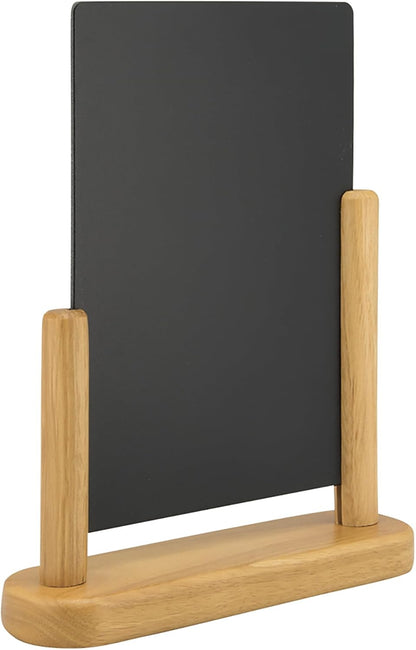 Deflecto Double-Sided Table Chalkboard Sign, Freestanding Mini Display for Cafés, Weddings, Parties, Menus, Event Labels, Tabletop Message Board - Single Pack, Large (32.3x27x7.1cm) Teak