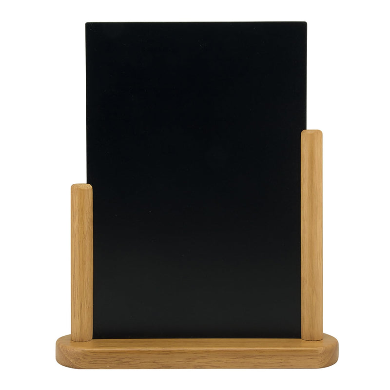 Deflecto Double-Sided Table Chalkboard Sign, Freestanding Mini Display for Cafés, Weddings, Parties, Menus, Event Labels, Tabletop Message Board - Single Pack, Large (32.3x27x7.1cm) Teak
