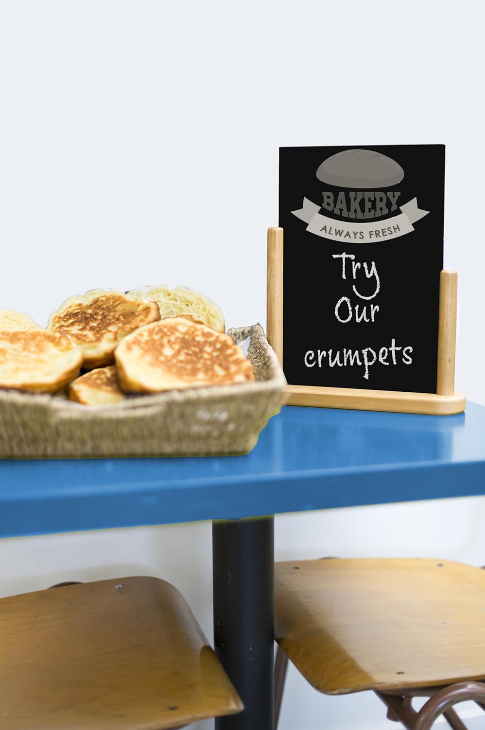 Deflecto Double-Sided Table Chalkboard Sign, Freestanding Mini Display for Cafés, Weddings, Parties, Menus, Event Labels, Tabletop Message Board - Single Pack, Medium (23.3x20x6cm) Teak
