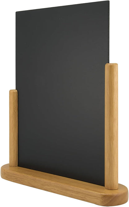 Deflecto Double-Sided Table Chalkboard Sign, Freestanding Mini Display for Cafés, Weddings, Parties, Menus, Event Labels, Tabletop Message Board - Single Pack, Small (17.5x15.5x5cm) Teak