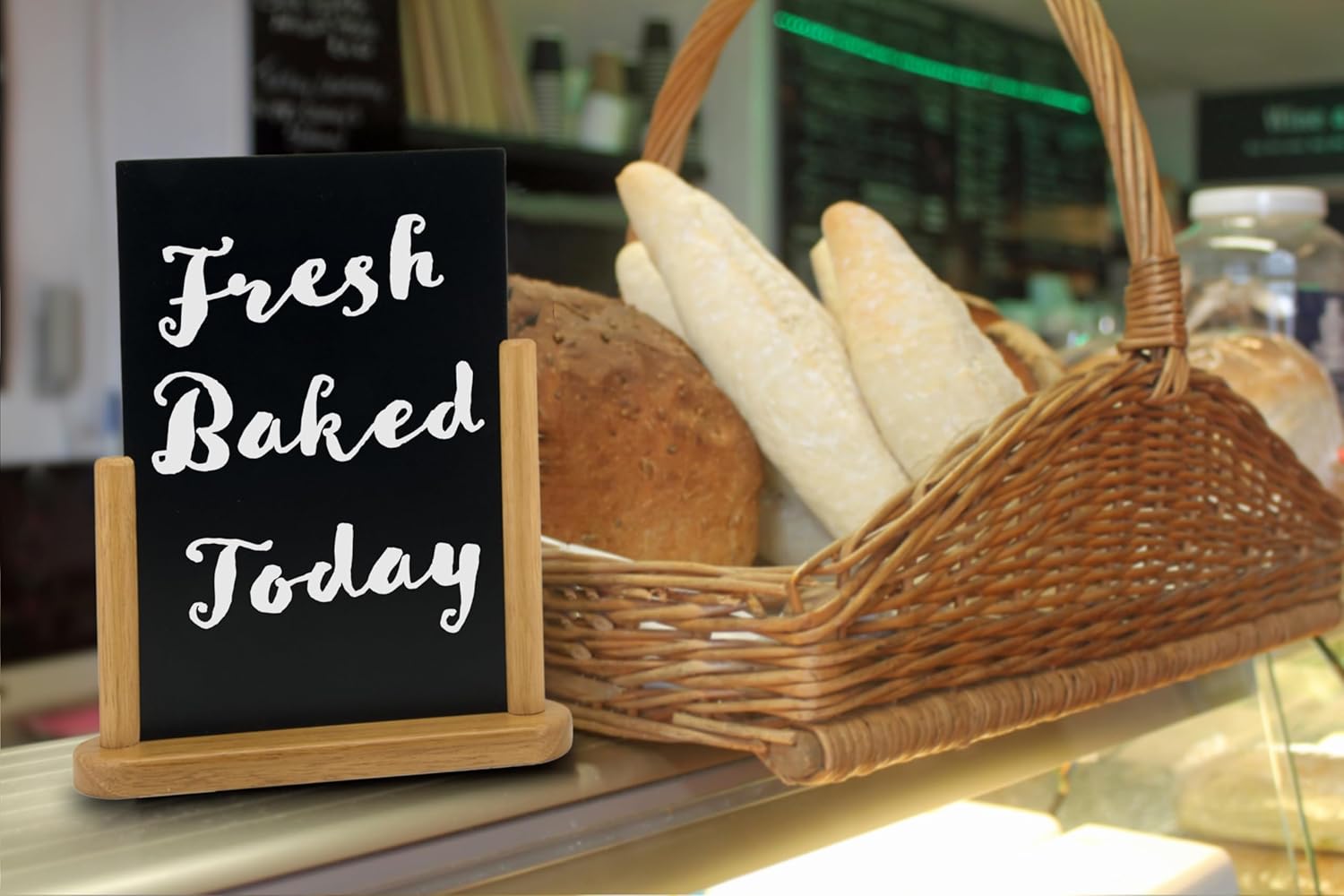 Deflecto Double-Sided Table Chalkboard Sign, Freestanding Mini Display for Cafés, Weddings, Parties, Menus, Event Labels, Tabletop Message Board - Single Pack, Small (17.5x15.5x5cm) Teak
