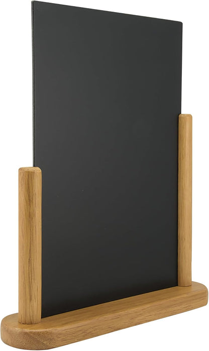 Deflecto Double-Sided Table Chalkboard Sign, Freestanding Mini Display for Cafés, Weddings, Parties, Menus, Event Labels, Tabletop Message Board - Single Pack, Small (17.5x15.5x5cm) Teak