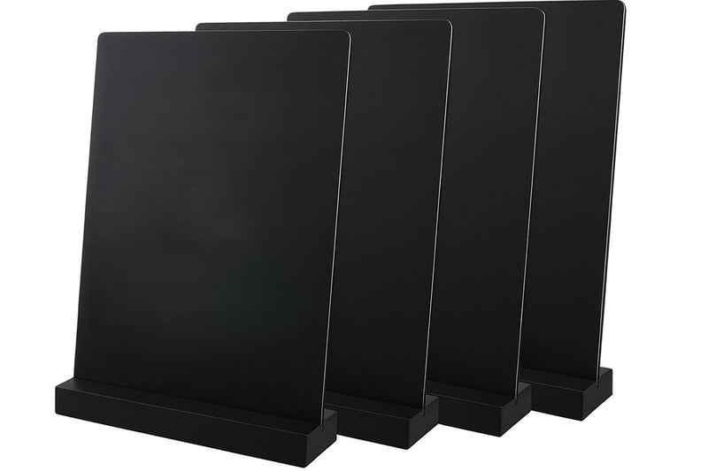 Deflecto Double-Sided Table Chalkboard Sign, Freestanding Mini Display for Cafés, Weddings, Parties, Menus, Event Labels, Tabletop Message Board for Home or Business - Pack of 1 - Black A4