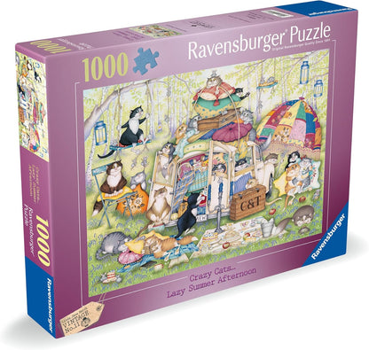 Ravensburger Crazy Cats Lazy Summer Afternoon 1000 Piece Jigsaw Puzzles for Adults and Kids Age 12 Years Up