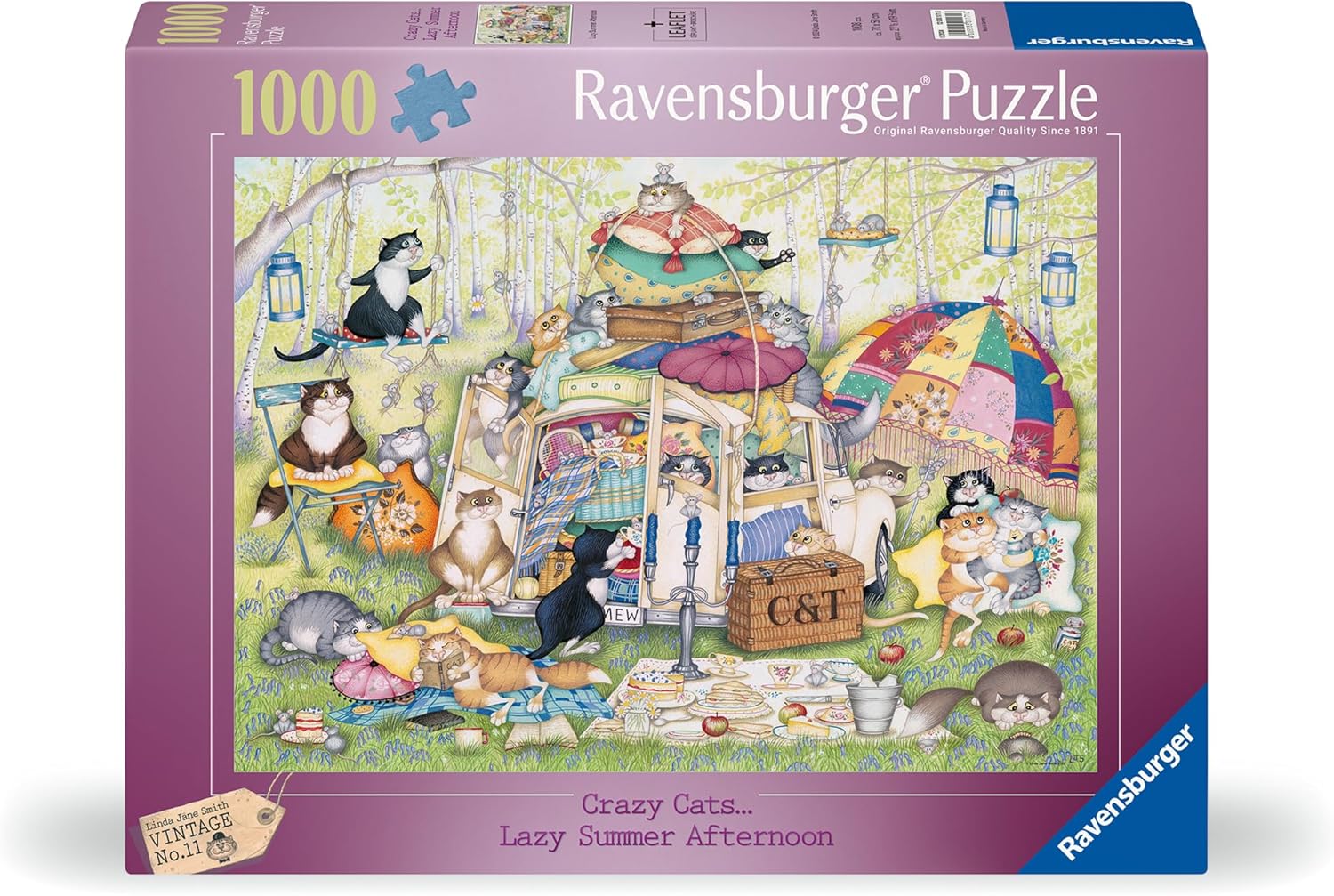 Ravensburger Crazy Cats Lazy Summer Afternoon 1000 Piece Jigsaw Puzzles for Adults and Kids Age 12 Years Up