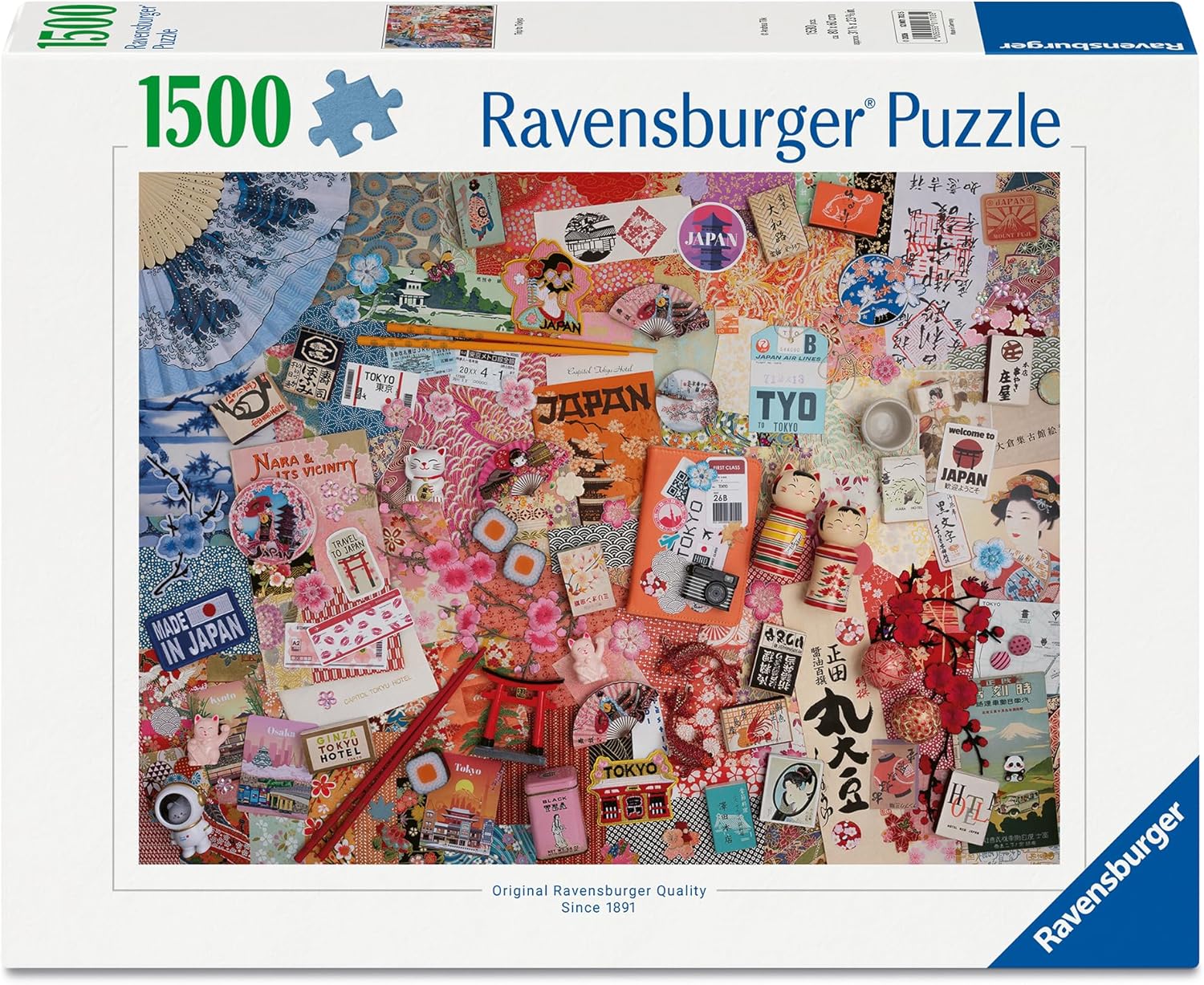 Ravensburger Trip to Tokyo 1500 Piece Jigsaw Puzzle – Adult Puzzle, Japanese Travel Collage, Cherry Blossom, Landmarks & Souvenirs, Premium Quality