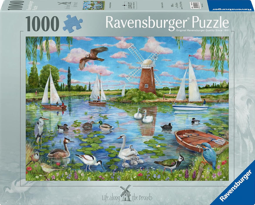 Ravensburger Life Along the Broads 1000 Piece Jigsaw Puzzle by Debbie Cook – Norfolk Broads & British Wildlife Puzzle for Adults
