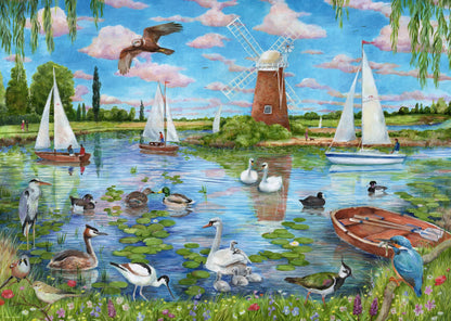 Ravensburger Life Along the Broads 1000 Piece Jigsaw Puzzle by Debbie Cook – Norfolk Broads & British Wildlife Puzzle for Adults