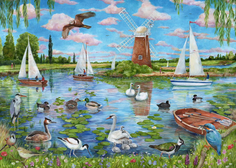 Ravensburger Life Along the Broads 1000 Piece Jigsaw Puzzle by Debbie Cook – Norfolk Broads & British Wildlife Puzzle for Adults