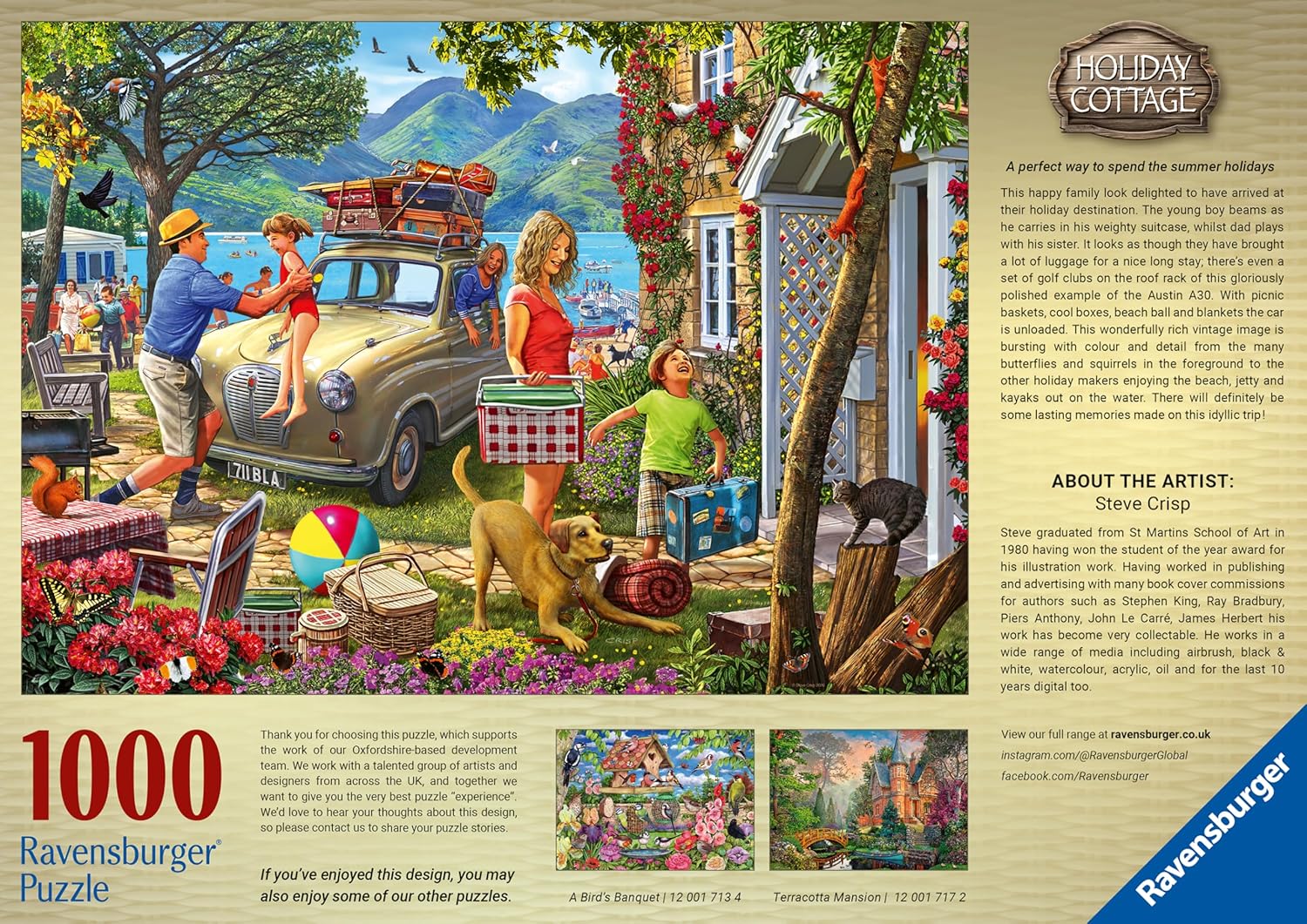 Ravensburger Holiday Cottage 1000 Piece Jigsaw Puzzle – Charming Summer Family Cottage Scene by Artist Steve Read
