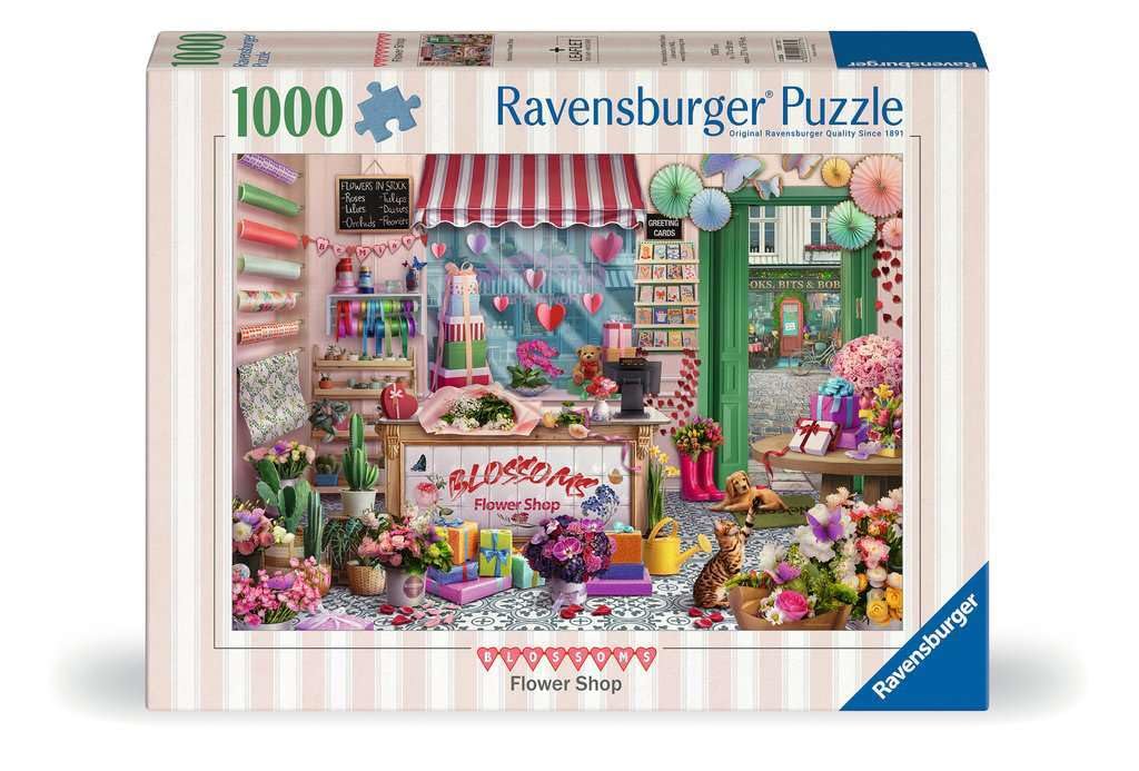 Ravensburger Blossoms Flower Shop 1000 Piece Jigsaw Puzzle - Tetiana Bulba Artwork - Cobblestone Road Collection No. 2 - Premium Quality Adult Puzzle - Relaxing Mindful Hobby