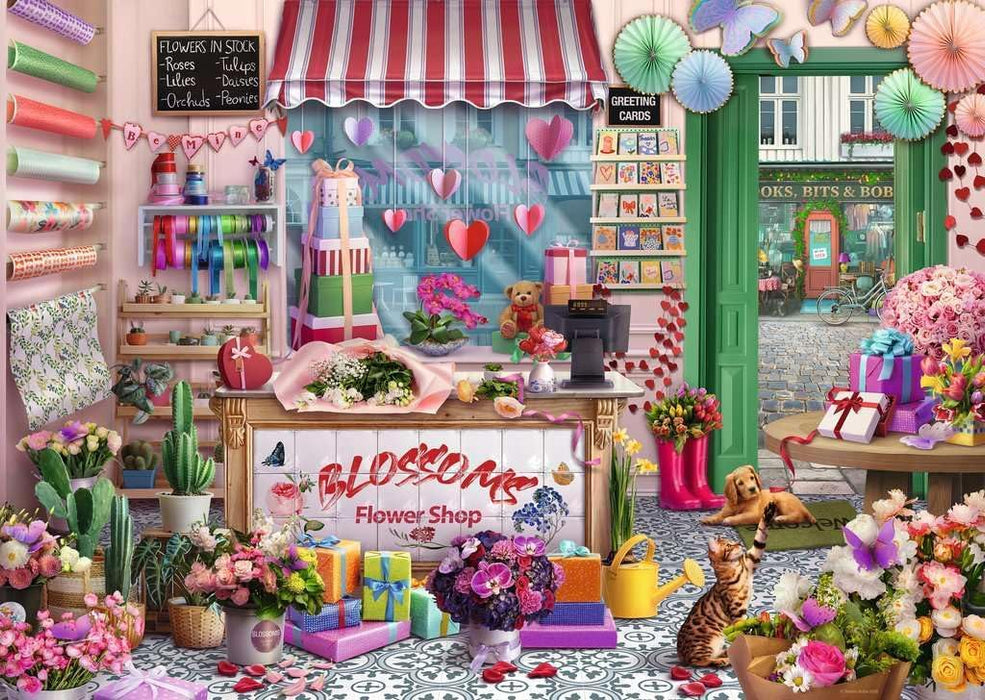 Ravensburger Blossoms Flower Shop 1000 Piece Jigsaw Puzzle - Tetiana Bulba Artwork - Cobblestone Road Collection No. 2 - Premium Quality Adult Puzzle - Relaxing Mindful Hobby