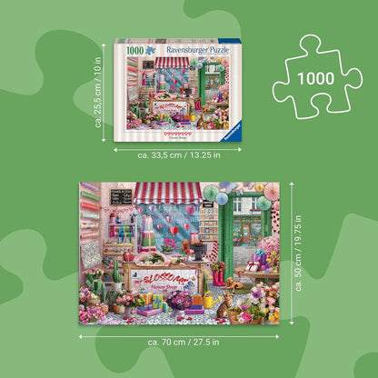 Ravensburger Blossoms Flower Shop 1000 Piece Jigsaw Puzzle - Tetiana Bulba Artwork - Cobblestone Road Collection No. 2 - Premium Quality Adult Puzzle - Relaxing Mindful Hobby
