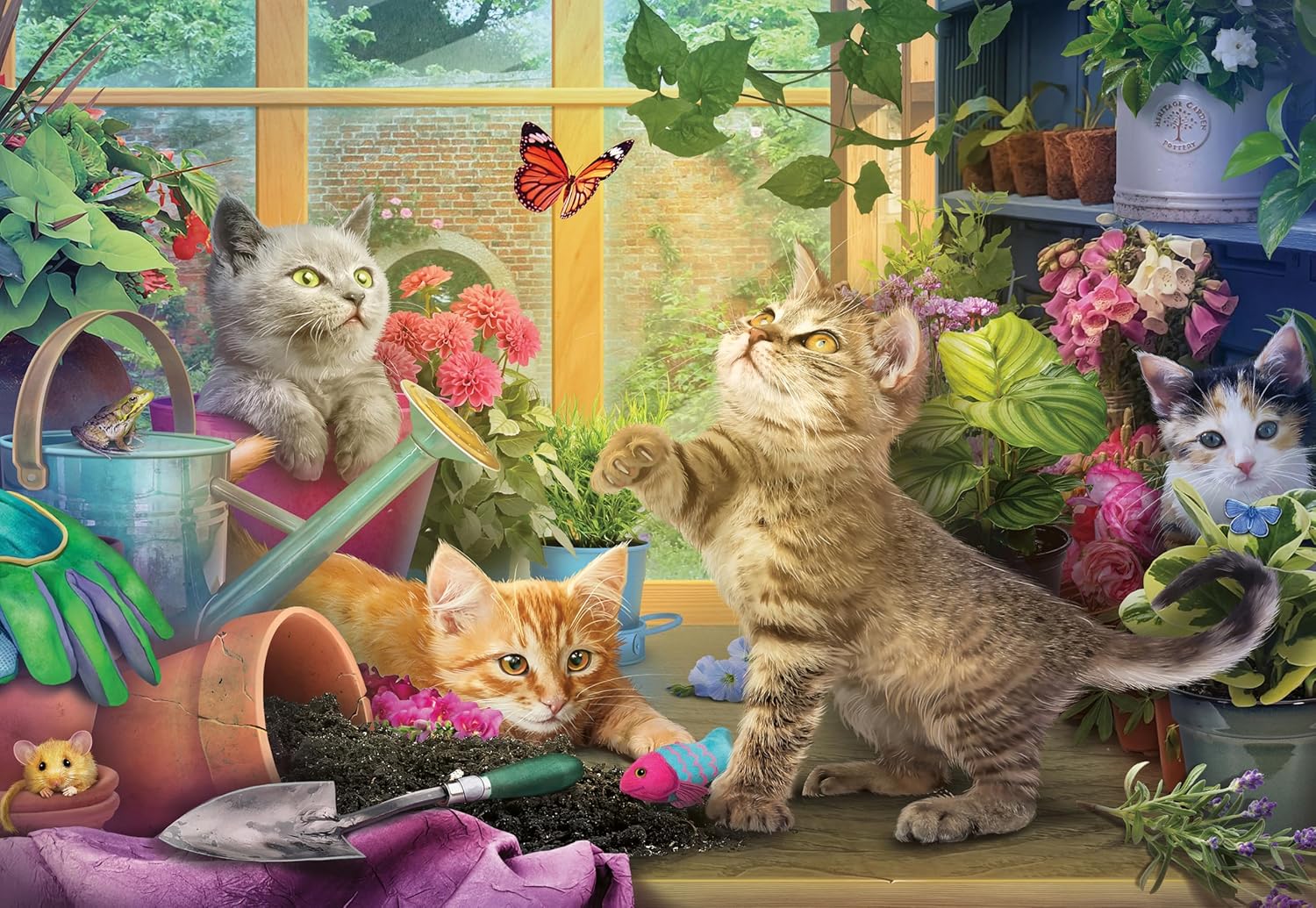 Ravensburger Feel Well & Puzzle 200 Extra Large Piece Jigsaw Puzzle with Puzzle Board & Poster – Playful Cats