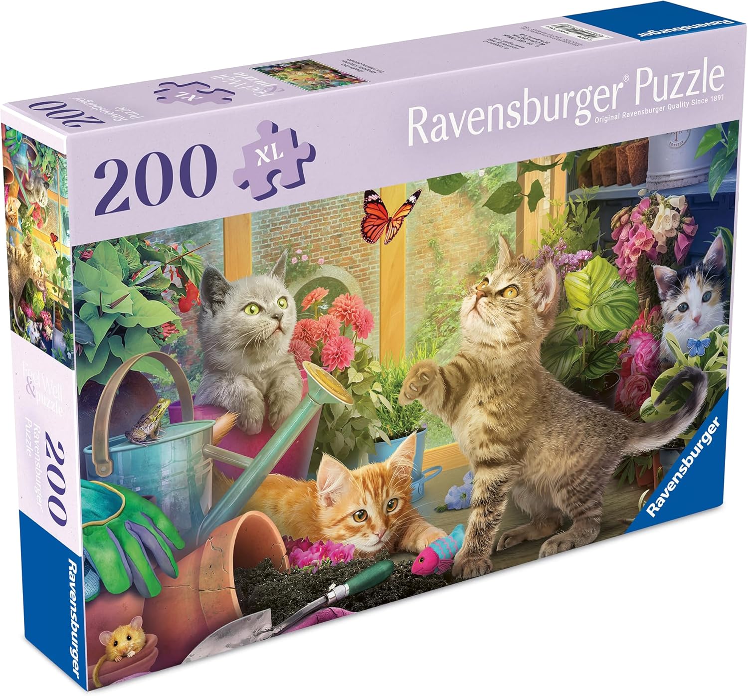 Ravensburger Feel Well & Puzzle 200 Extra Large Piece Jigsaw Puzzle with Puzzle Board & Poster – Playful Cats