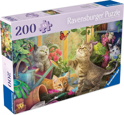 Ravensburger Feel Well & Puzzle 200 Extra Large Piece Jigsaw Puzzle with Puzzle Board & Poster – Playful Cats