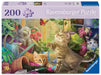 Ravensburger Feel Well & Puzzle 200 Extra Large Piece Jigsaw Puzzle with Puzzle Board & Poster – Playful Cats