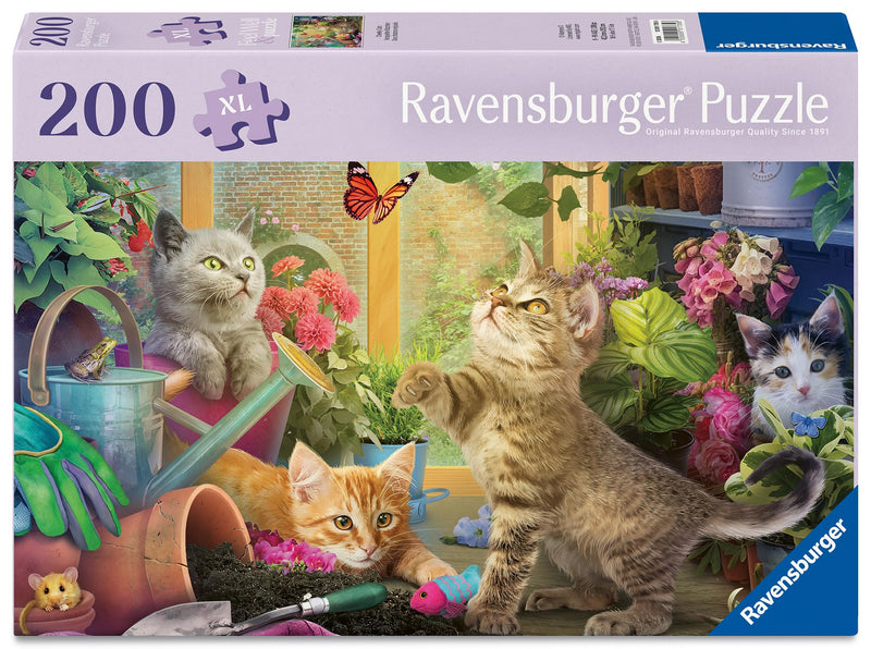 Ravensburger Feel Well & Puzzle 200 Extra Large Piece Jigsaw Puzzle with Puzzle Board & Poster – Playful Cats
