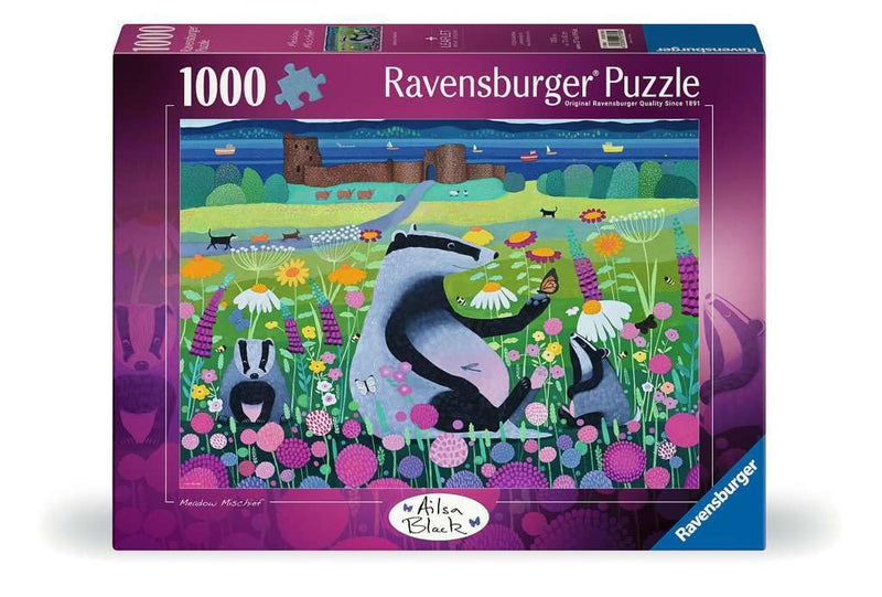 Ravensburger Meadow Mischief 1000 Piece Jigsaw Puzzle by Ailsa Black – Colourful Countryside Wildlife Puzzle for Adults & Families