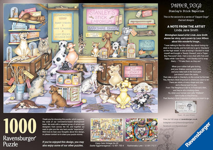 Ravensburger Linda Jane Smith Dapper Dogs No.2: Stanley's Stick Emporium 1000pc Adult Jigsaw puzzle