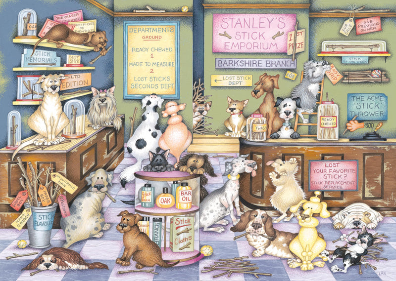 Ravensburger Linda Jane Smith Dapper Dogs No.2: Stanley's Stick Emporium 1000pc Adult Jigsaw puzzle