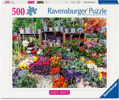 Ravensburger Puzzle da 500 pezzi per adulti con mercato dei fiori, Francia