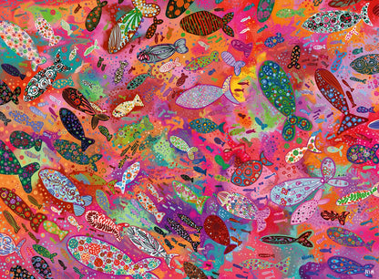 Ravensburger Fish in Fuchsia 500 Piece Jigsaw Puzzle – Colourful Underwater Fish Scene by Noemi Ibarz – Relaxing Mindful Puzzle for Adults & Teens