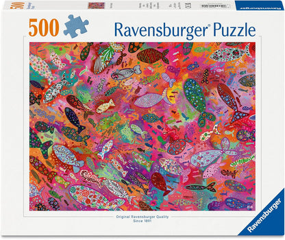Ravensburger Fish in Fuchsia 500 Piece Jigsaw Puzzle – Colourful Underwater Fish Scene by Noemi Ibarz – Relaxing Mindful Puzzle for Adults & Teens