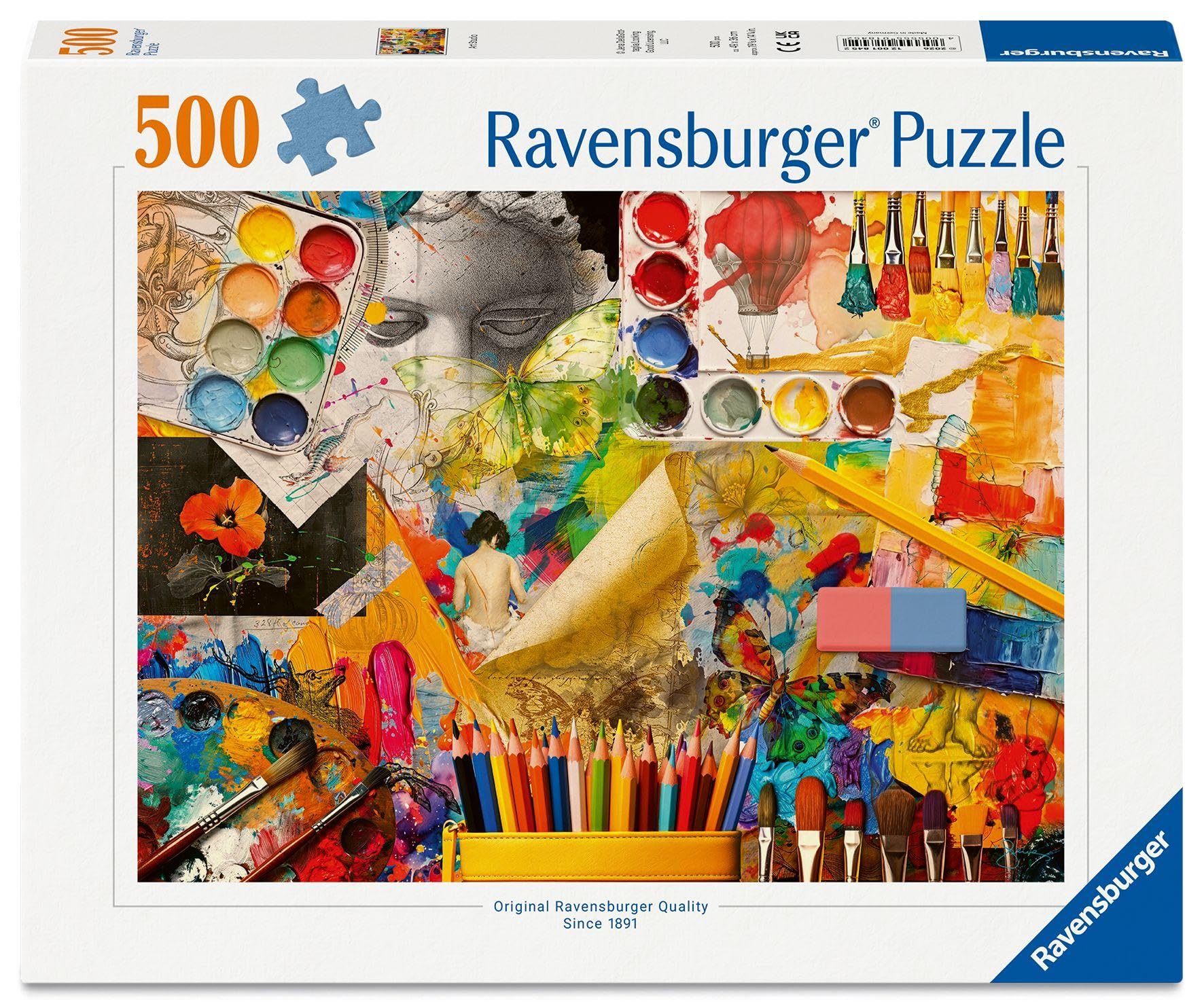 Ravensburger Art Studio 500 Piece Jigsaw Puzzle – Colourful Collage of Art Supplies for Adults & Teens, Relaxing Creative Hobby & Mindful Gift