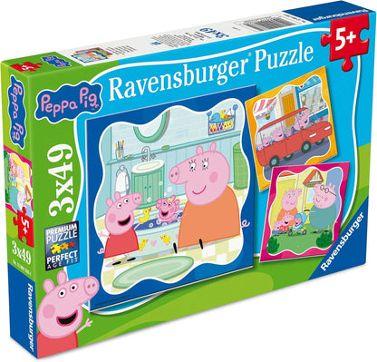 Ravensburger - Peppa Pig 3 X 49 Pezzi | Puzzle Bambini 5 Anni O Più | Puzzle Bambini 3x49 Pezzi | 21 X 21 | Regalo Bambino 5 Anni | Puzzles Perfetti Ravensburger