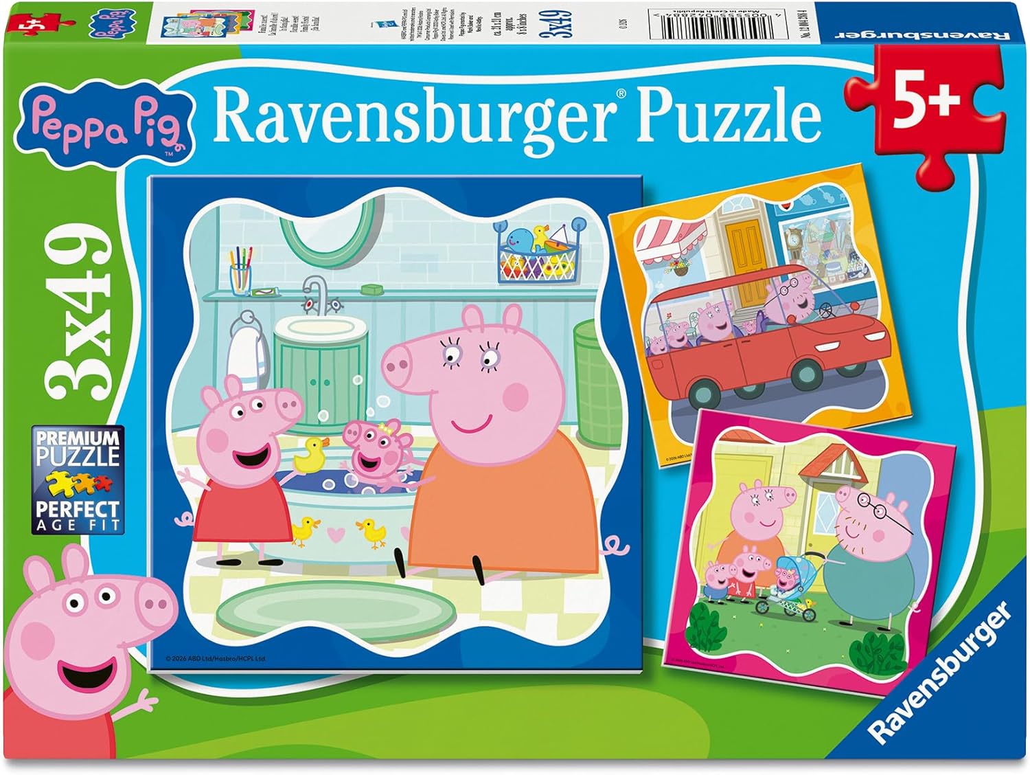 Ravensburger - Peppa Pig 3 X 49 Pezzi | Puzzle Bambini 5 Anni O Più | Puzzle Bambini 3x49 Pezzi | 21 X 21 | Regalo Bambino 5 Anni | Puzzles Perfetti Ravensburger