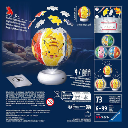 Ravensburger Pokémon 72-Piece Nightlight Puzzle – Interactive Glow-in-the-Dark Puzzle Toy for Kids & Collectors