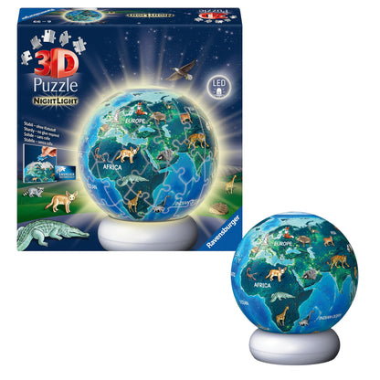 Ravensburger Earth at Night 72-Piece 3D Nightlight Puzzle – Glow-in-the-Dark Puzzle Toy for Kids & Adults, Relaxing Interactive Decor
