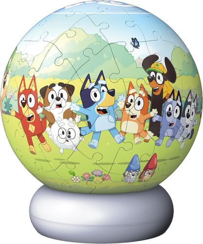 Ravensburger 3D Puzzle Nachtlicht Bluey - Puzzle-Ball mit LED Nachtlicht als Nachttischlampe für Kinder ab 6 Jahren