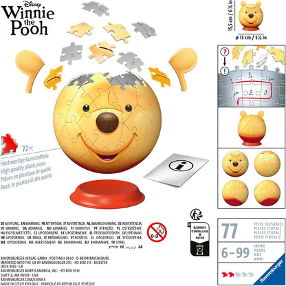 Ravensburger - Puzzle 3d Winnie Pooh - Con Orecchie | Puzzle 3d Bambini 6 Anni O Più | Regalo Bambina E Bambino 72 Pezzi | Giochi Bambini 6 Anni