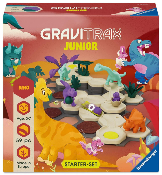 Ravensburger GraviTrax Junior Starter-Set S Dino 12020003 - Kugelbahn ab 3 Jahre - Murmelbahn und Konstruktionsspielzeug für Kinder - Dino Geschenk für Jungen und Mädchen
