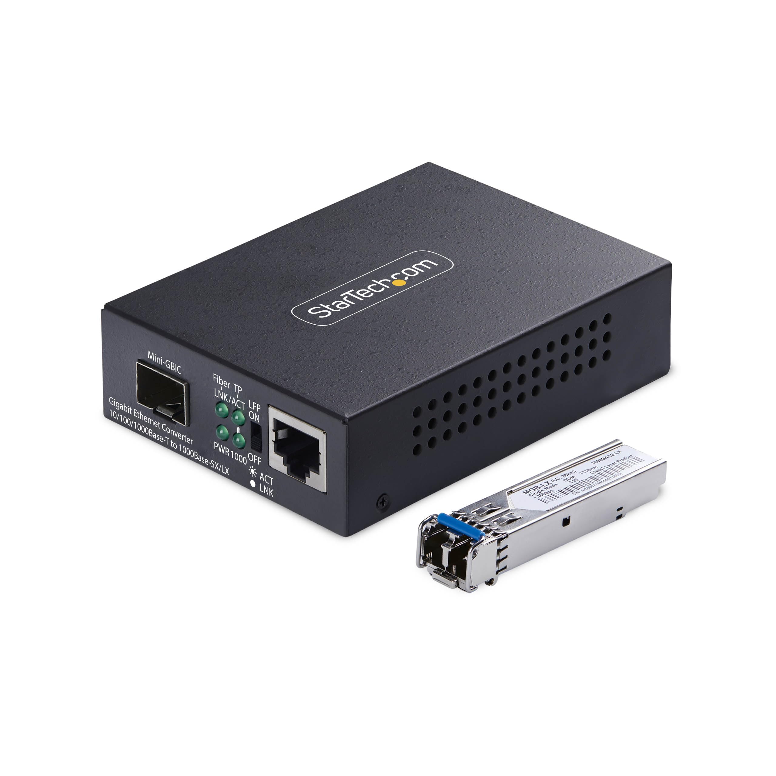 Startech.Com - Fibre Media Converter - 1Gbe - Over Fibre Optic - 1000Base-T, 1000Base-Lx, 10Base-T, 100Base-Tx - Lc Dupl